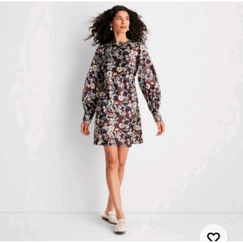 Future Collective Floral Mini‎ Dress Open Back Long Sleeve Party Size 18 NWT